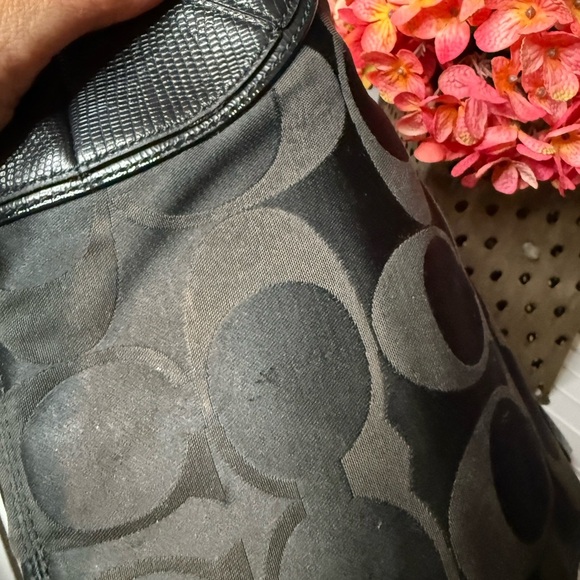 Coach Collette Signature Jacquard & Black SnakePrinted Leather bag EUCAuthentic - Picture 8 of 13